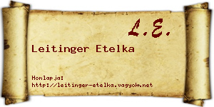 Leitinger Etelka névjegykártya